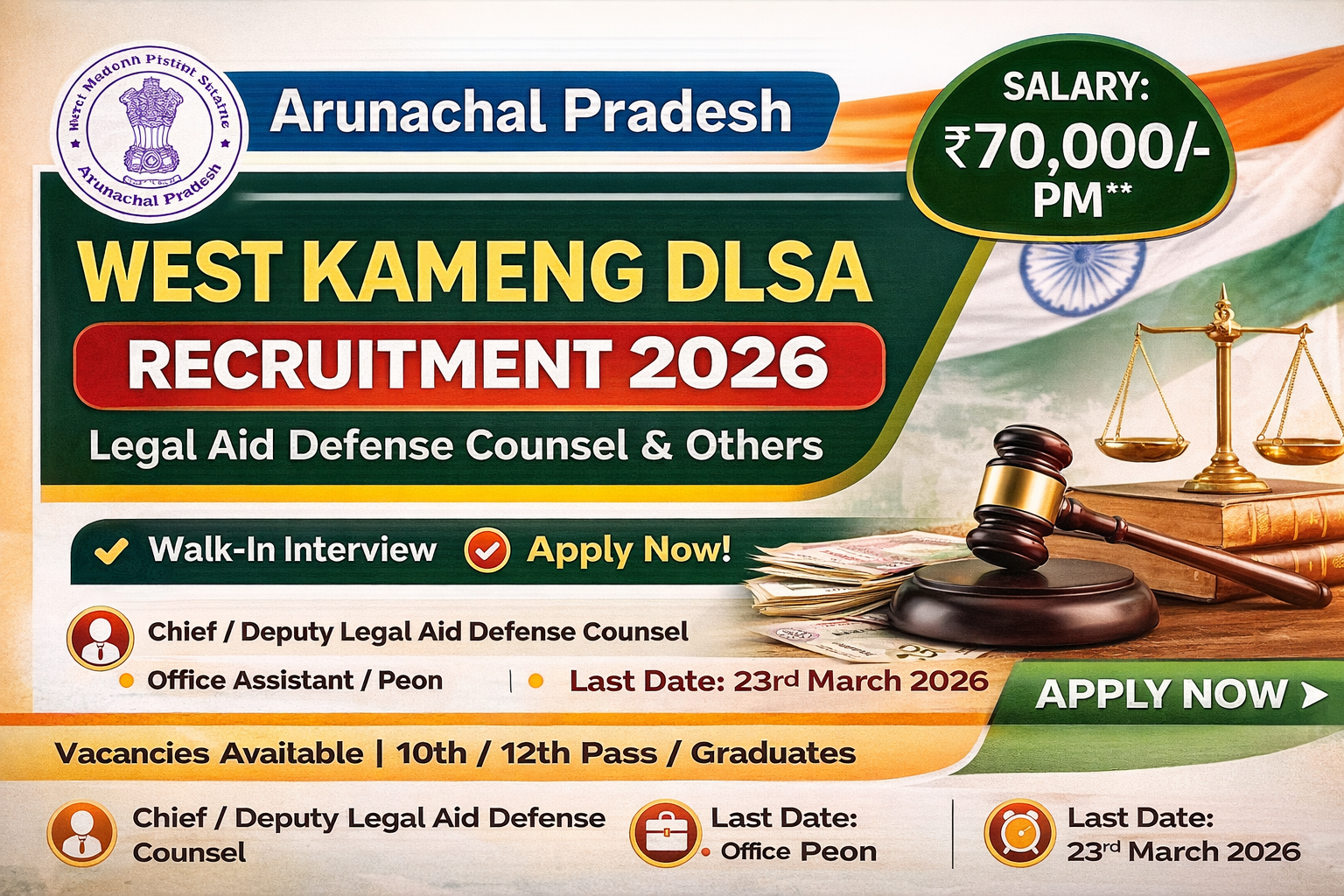 West Kameng DLSA Recruitment 2026