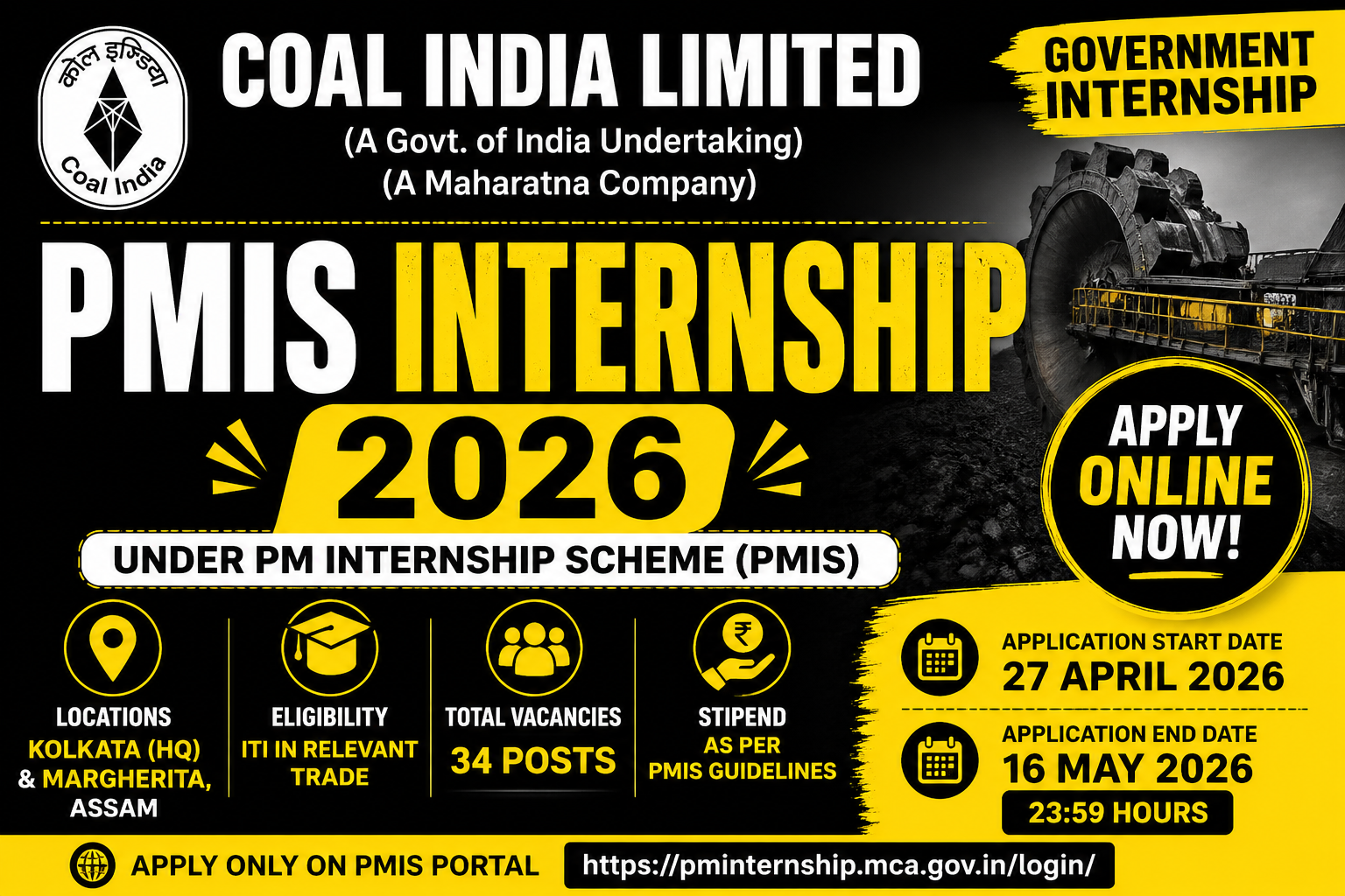 Coal India Limited PMIS Internship 2026