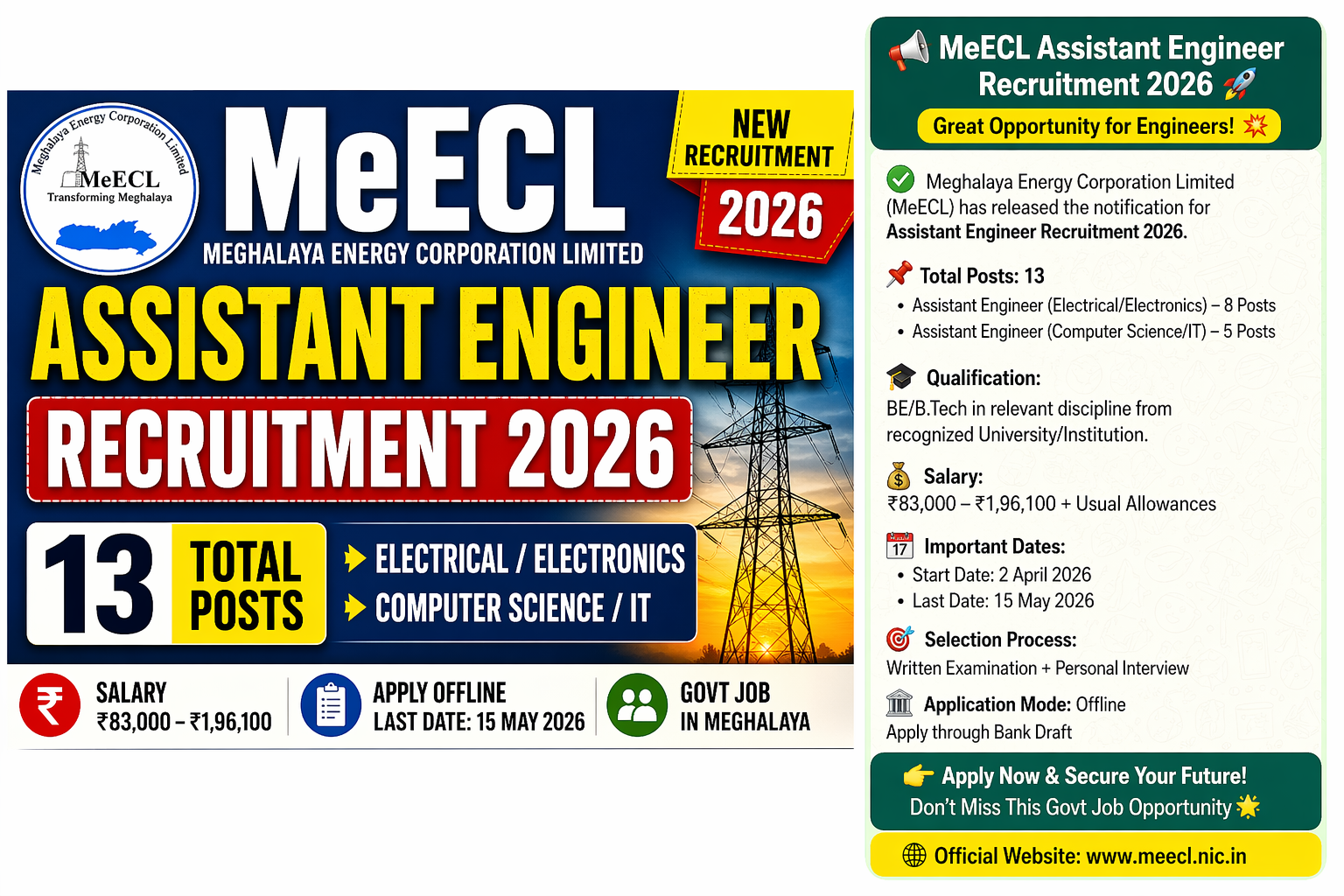 MeECL Assistant Engineer Recruitment 2026