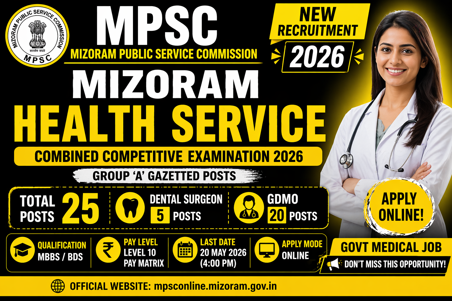 Mizoram health service recruitment 2026